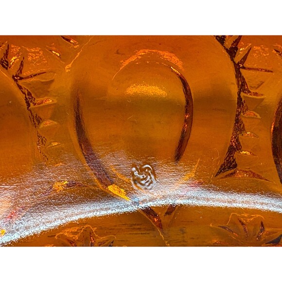 Vtg L.E. Smith Moon And Stars Amberina Red/ Orange Glass Ashtray 8.5" - Picture 10 of 10